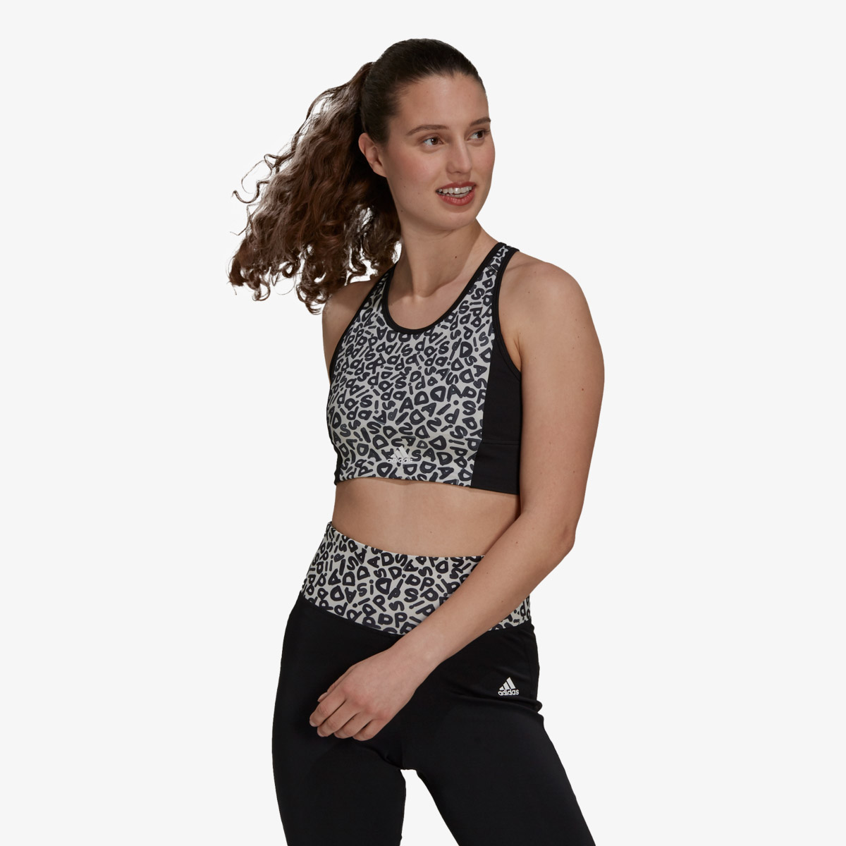 FARM PRINT 3-STRIPES SPORTS CROP 